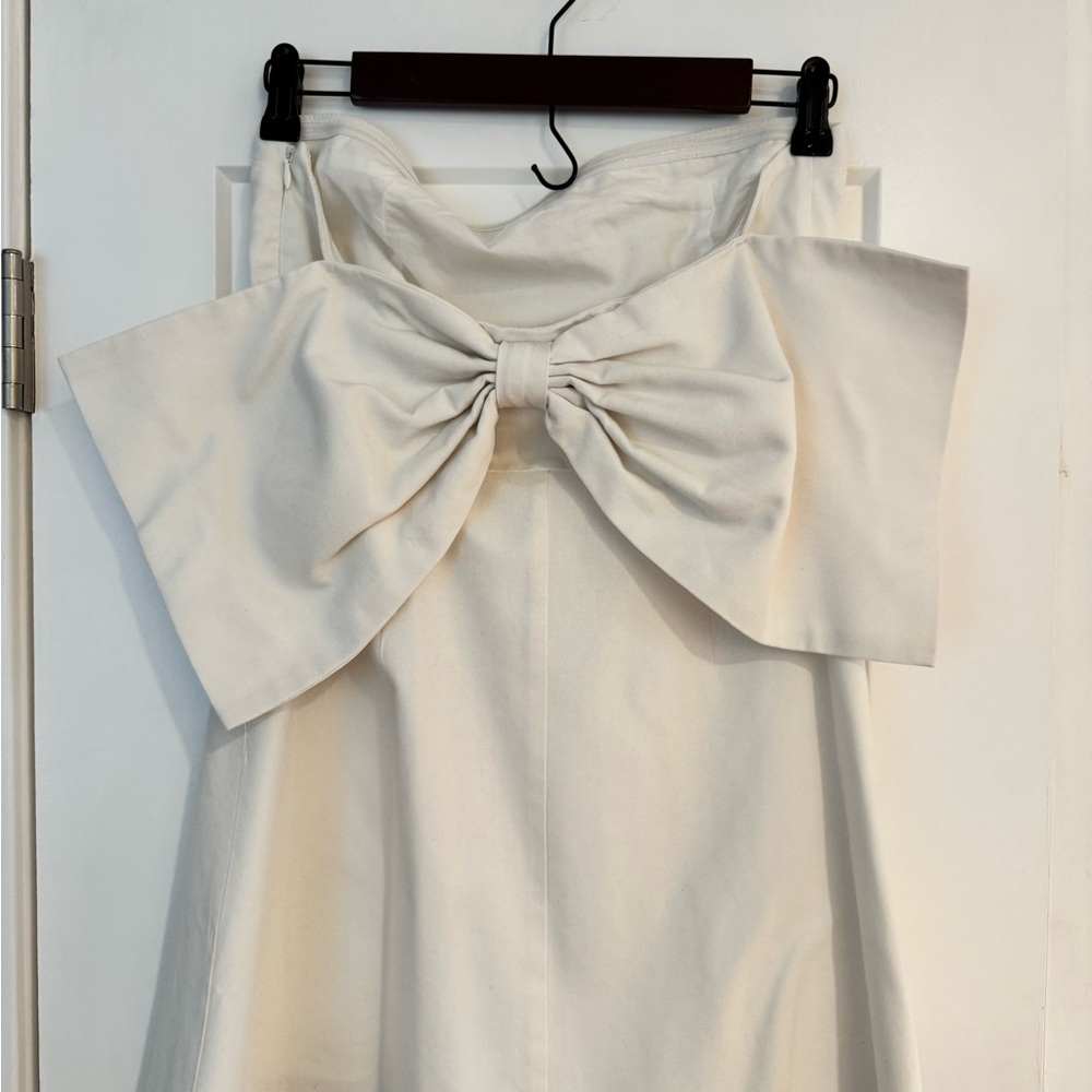 Elegant White Bow Mini Dress -